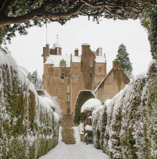 Winter Crathes Castle in Snow Colour Photo Greeting Card