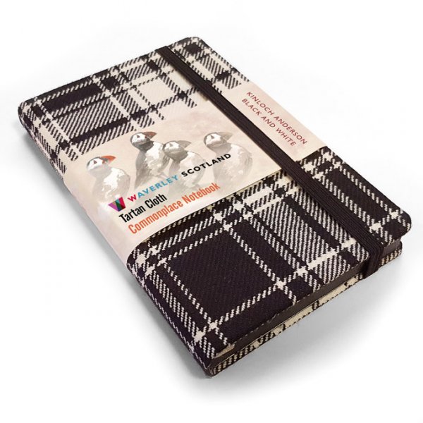 Tartan Cloth Notebook Pocket: Black & White