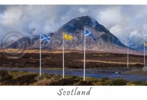 Buachaille Etive Mor & Flags - Scotland Postcard