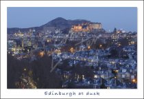 Edinburgh & city at dusk, Edinburgh Postcard