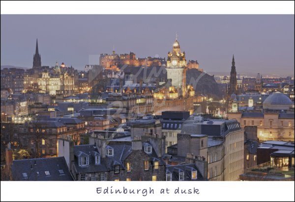Edinburgh at Dusk, Edinburgh Postcard