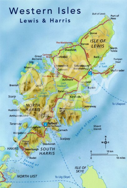 Map of Western Isles - Lewis & Harris Postcard (V Std CB)