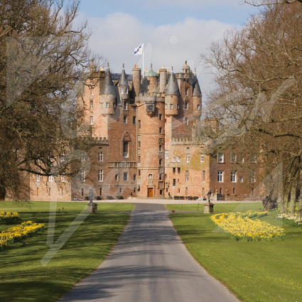 Glamis Castle & Daffodils, Angus Greetings Card
