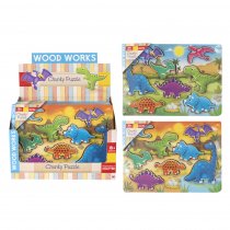 Wood Works Dino Chunky Puzzle 2 Asst