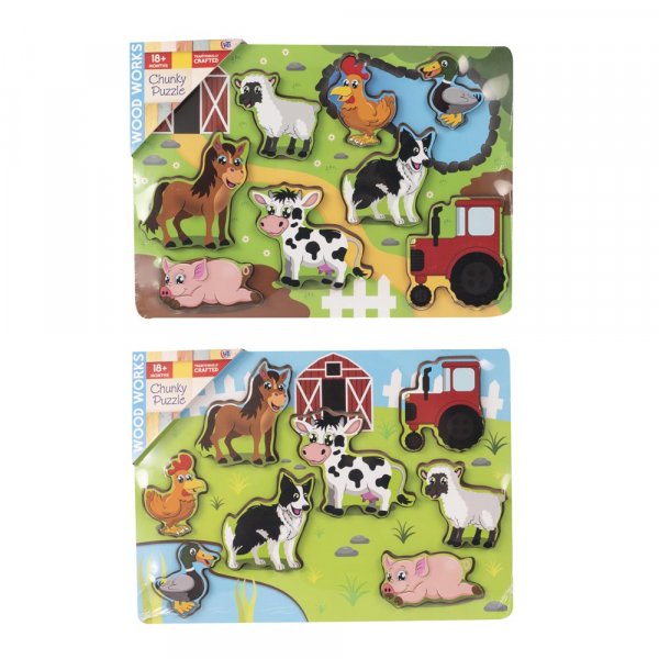 Wood Works Farm Chunky Puzzle 2 Asst