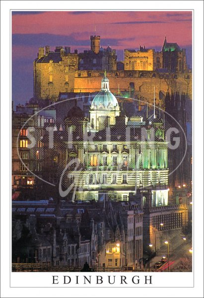 Edinburgh, Castle & Bank of Scotland Postcard