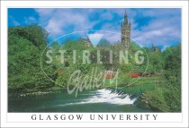 Glasgow University, river & weir Postcard