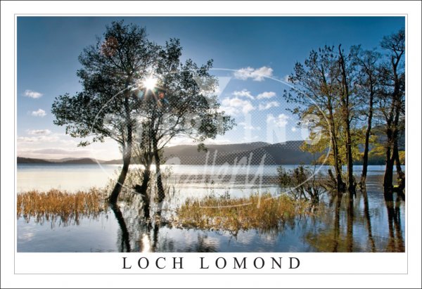 Loch Lomond, Sun Burst, Autumn Postcard