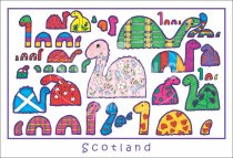 Nessies - Scotland, cartoon Postcard