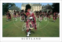Pipeband, Traquair - Scotland Postcard