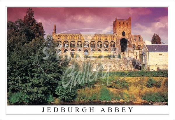 Jedburgh Abbey, Fiery Sky Postcard (H SG)