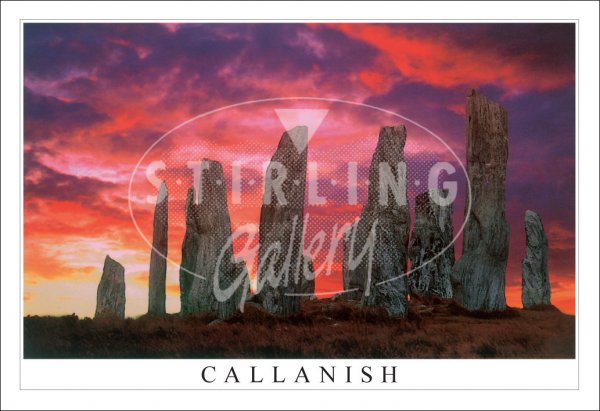 Callanish Standing Stones Fiery Sky Postcard