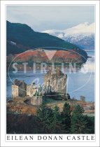Eilean Donan Castle, Snow on Hills. Postcard
