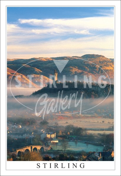Morning Mist, Wallace Monument, Bridge, Stirling Postcard