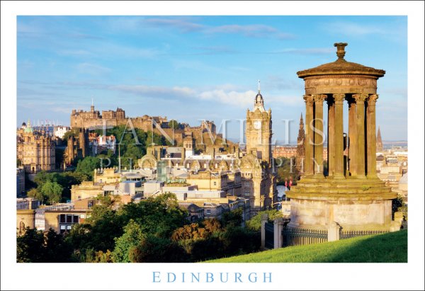 Edinburgh - from Calton Hill, Dugald Stewart Monument to Castle Postcard