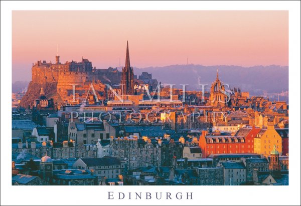 Edinburgh - Dawn Sunlight Castle & Old Town Postcard
