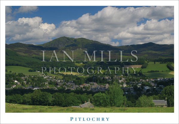 Pitlochry, View Across Town to Hills Beyond Postcard
