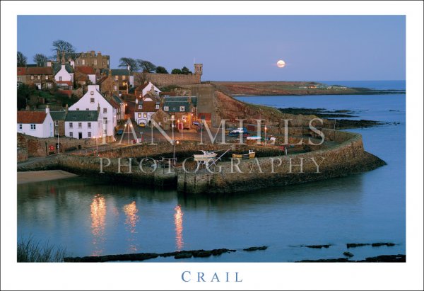 Crail, Harbour & Moon Rising Postcard