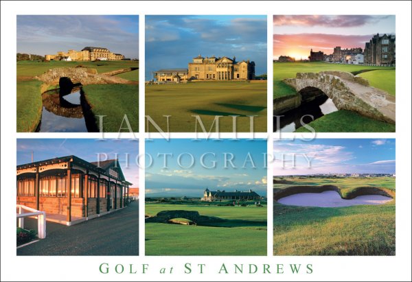 Golf at St Andrews, Multi 6 Images Postcard