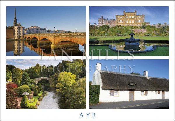 Ayr - Multi, River, Culzean, Burns Cottage,Brig o Doon Postcard