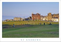 St Andrews, Golfers on Old Course, Evening Postcard