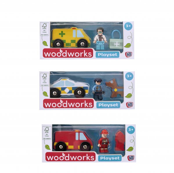Wood Works Emergency Vehicle Playset