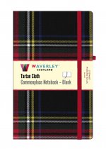Tartan Cloth Notebook Large Blank: Stewart Modern Black