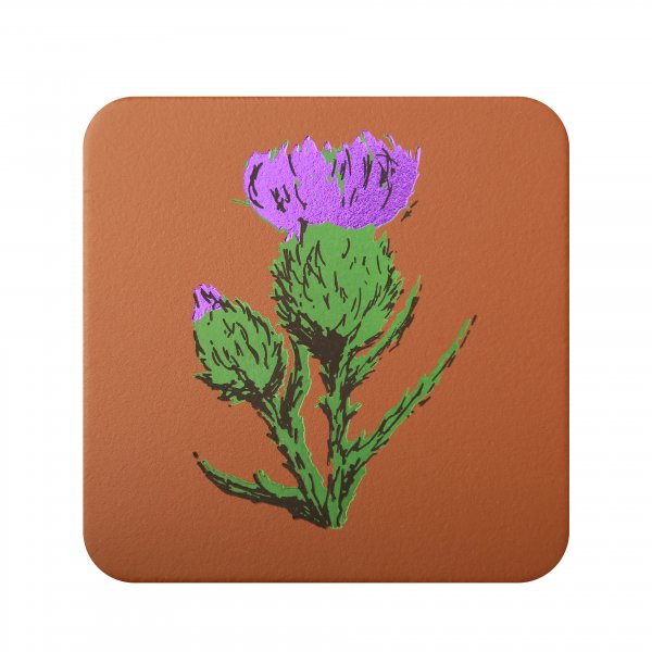 Thistle Tan Leather Coaster