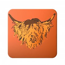 Highland Cow Tan Leather Coaster