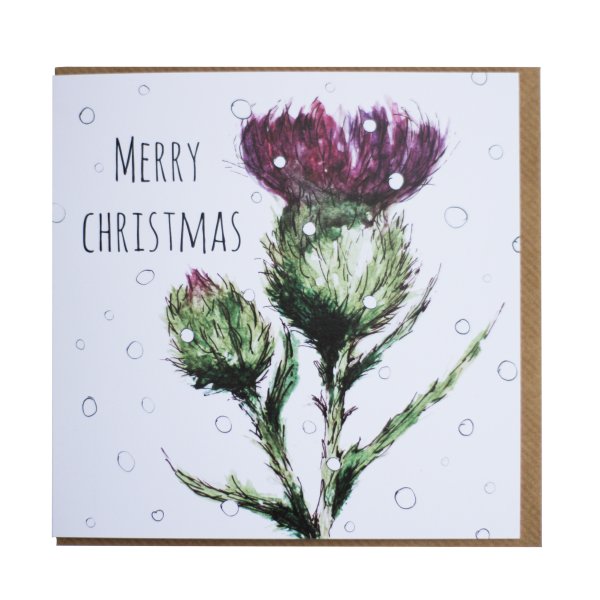 Christmas Thistle Greetings Card