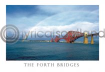 Forth Bridges & Rainbow Postcard