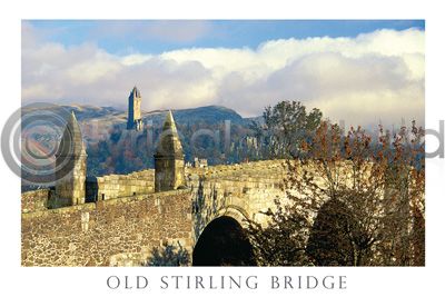 Old Strling Bridge & Wallace Monument Postcard