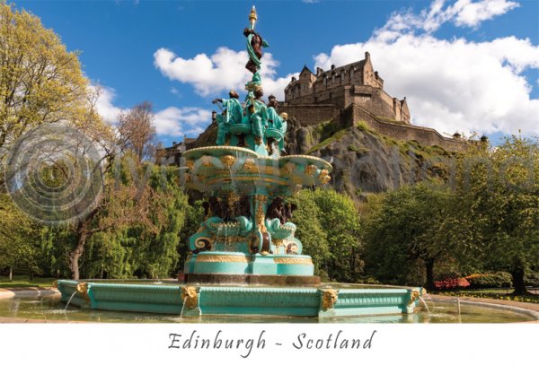 Edinburgh Princes Street Gardens Fountain in Spring Postcard