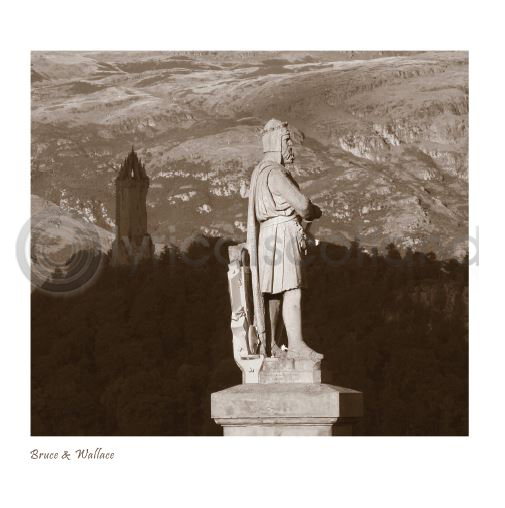 Bruce & Wallace Monument Sepia Greetings Card