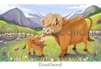 Highland Cow Cartoon Postcard