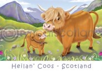 Scotland - Heilan' Coos Cartoon Magnet